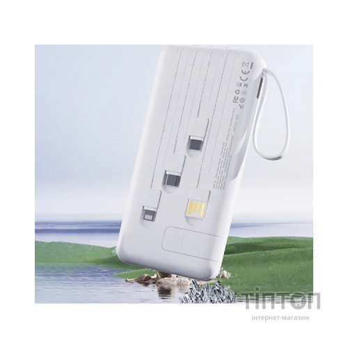 Батарея універсальна Dudao 10000mAh K11 10W, USB-A, USB-C, microUSB, with USB-A/USB-C/Lightning/MicroUSB cables White (6977196681860)