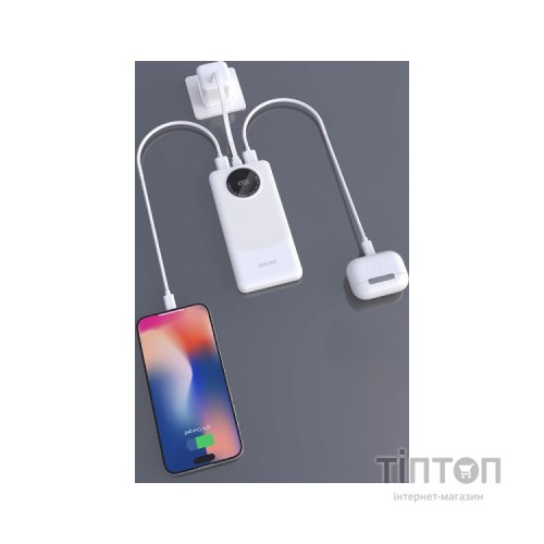 Батарея універсальна Dudao 10000mAh K12 22.5W, PD, QC, 2*USB-A, USB-C(In/Out), White (6976625333875)