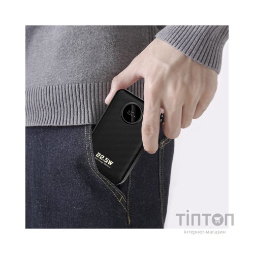 Батарея універсальна Dudao 20000mAh K14+ 22.5W, PD, QC, USB-A, USB-C(In/Out), with built-in USB-C/Lightning cables, Black (6977196680016)