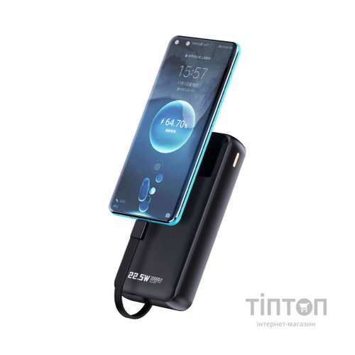 Батарея універсальна Dudao K15Pro 20000mAh PD/22.5W, QC, with built-in cables, Black (6977196682430)