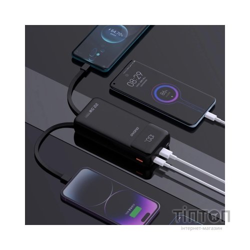 Батарея універсальна Dudao K15Pro 20000mAh PD/22.5W, QC, with built-in cables, Black (6977196682430)