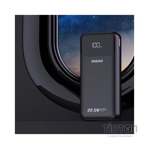 Батарея універсальна Dudao K15Pro 20000mAh PD/22.5W, QC, with built-in cables, Black (6977196682430)