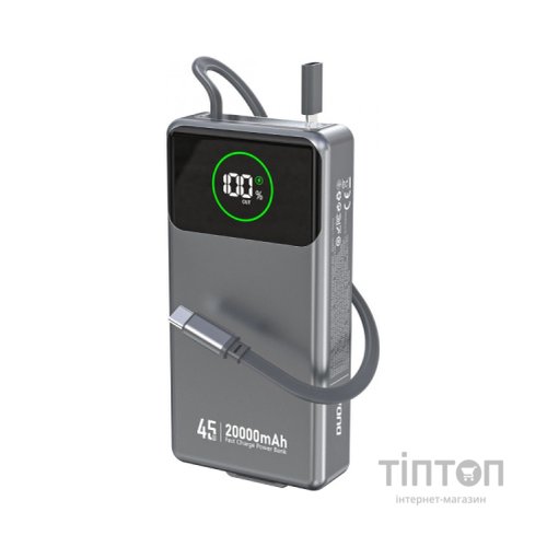 Батарея універсальна Dudao K31Pro 20000mAh 45W PD, QC, with built-in USB-C/Lightning cables (6977196682010)