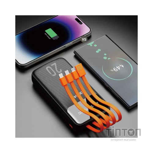 Батарея універсальна Dudao K6Pro+ 20000mAh 10W with USB-C/Lightning/MicroUSB/USB-A cables (6977196682393)