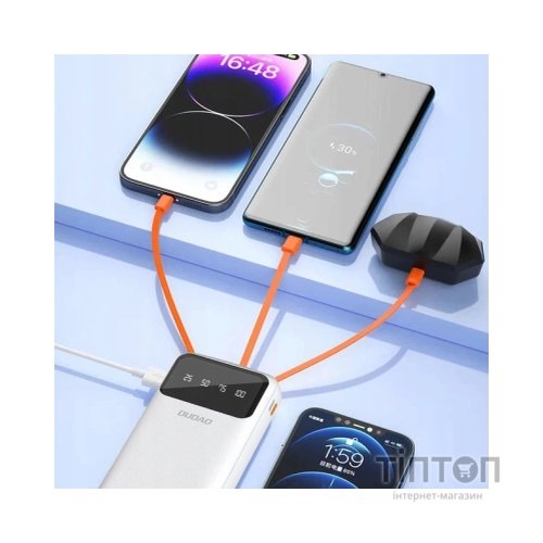Батарея універсальна Dudao K6Pro+ 20000mAh 10W with USB-C/Lightning/MicroUSB/USB-A cables (6977196682409)