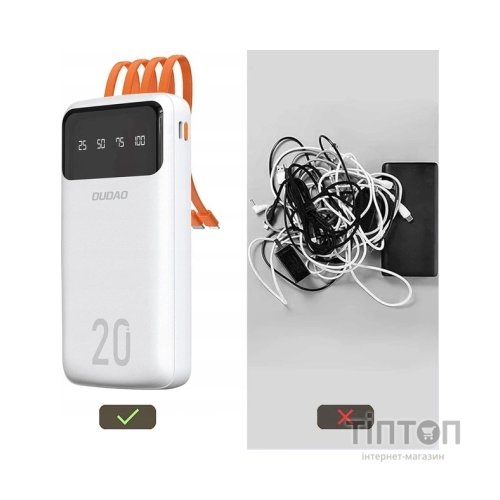 Батарея універсальна Dudao K6Pro+ 20000mAh 10W with USB-C/Lightning/MicroUSB/USB-A cables (6977196682409)