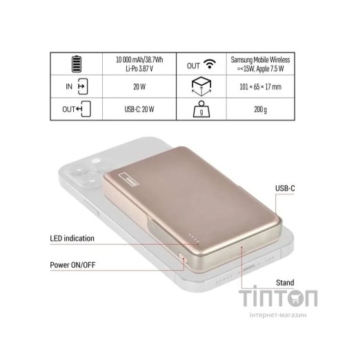 Батарея універсальна EMOS 10000mAh, MagSafe, 20W, pink (B0552RG)