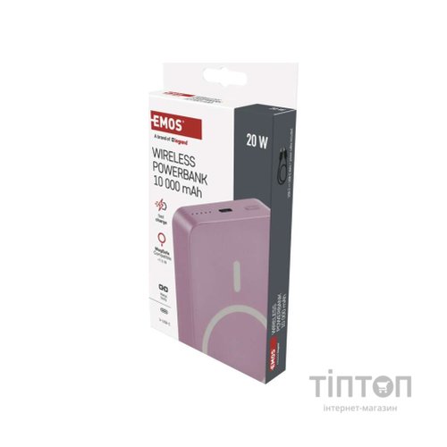 Батарея універсальна EMOS 10000mAh WI1046, 20W, Wireless, salmon (B0551S)