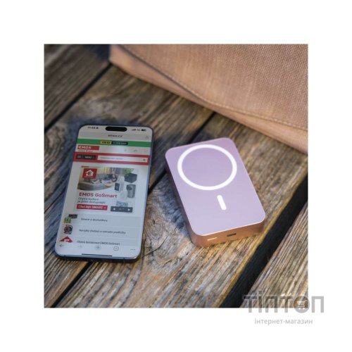 Батарея універсальна EMOS 10000mAh WI1046, 20W, Wireless, salmon (B0551S)