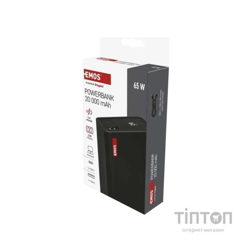 Батарея універсальна EMOS 20000mAh NTBF20, 65W, Pass-through, black (B0560B)