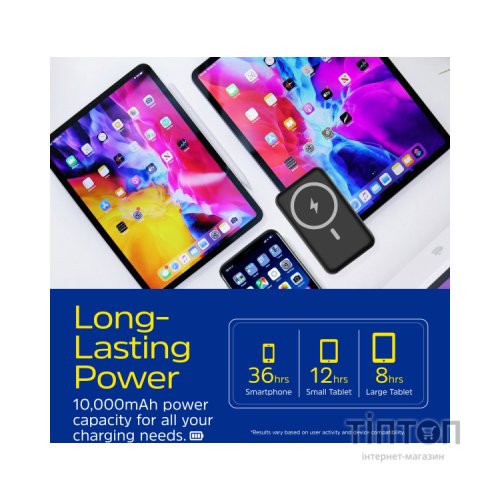 Батарея універсальна Energizer Magnetic Wireless 10000mAh 22.5W PD USB-A, USB-C In/Out, Black (QM10002PQ)