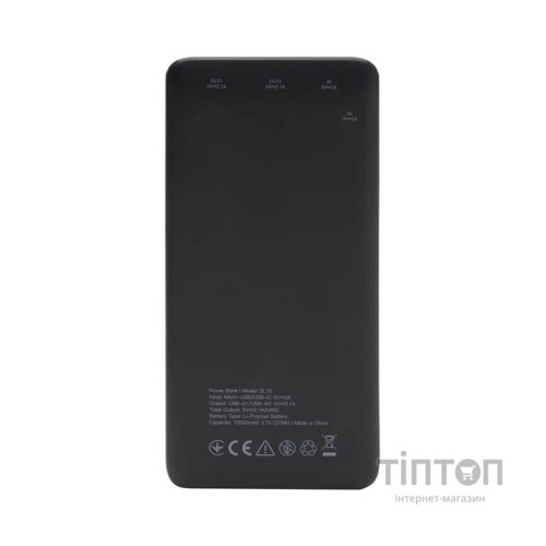 Батарея універсальна GEAR 10000mAh, 10W, USB-TypeC, 2*USB-A, Micro-USB, black (SL10)