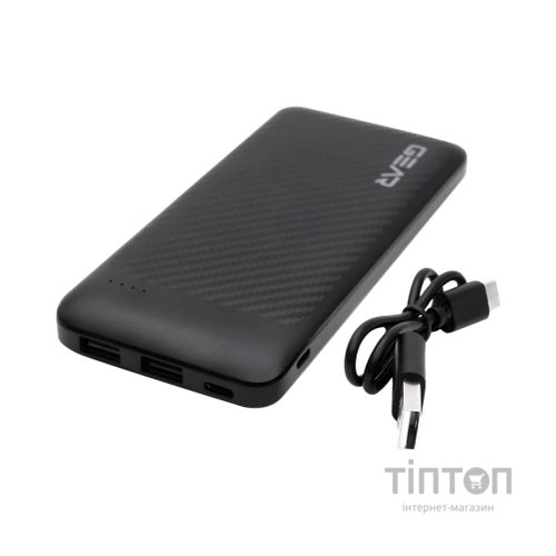 Батарея універсальна GEAR 10000mAh, 10W, USB-TypeC, 2*USB-A, Micro-USB, black (SL10)