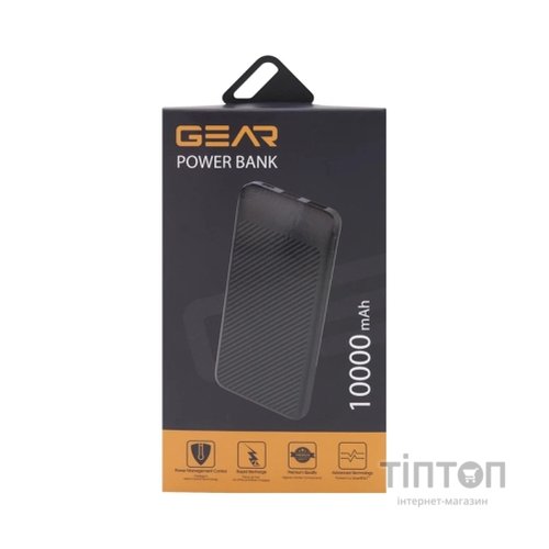 Батарея універсальна GEAR 10000mAh, 10W, USB-TypeC, 2*USB-A, Micro-USB, black (SL10)