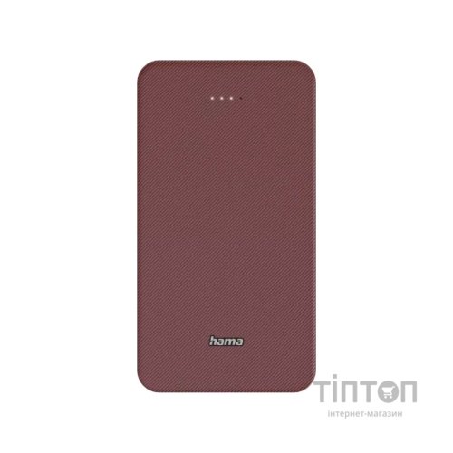 Батарея універсальна Hama 20000mAh, 15W/5V/3A, USB-C, USB-A, red (00201717)