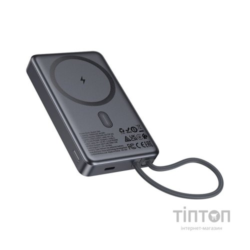 Батарея універсальна HOCO 10000 mAh Origen Dual PD/20W Magnetic with cable Type-C Metal Gray (Q44 / 714983)