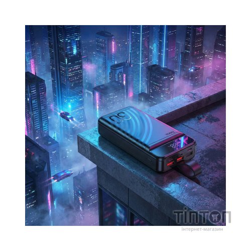 Батарея універсальна HOCO 30000mAh Element PD/20W, QC/22.5W, LED Lamp, Black (J123B / 714735)