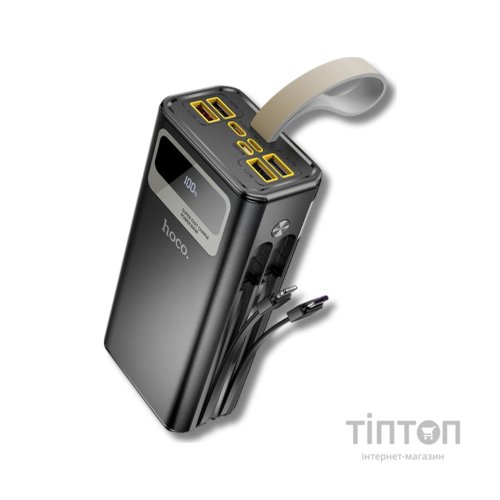 Батарея універсальна HOCO 30000mAh Plentiful 22.5W, built-in cables, LED, Black (DB58 / 715030)