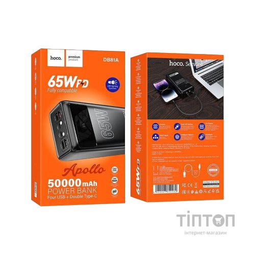 Батарея універсальна HOCO 50000mAh Apollo PD/65W QC/3.0 Black (DB81A / 714725)