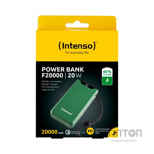 Батарея універсальна Intenso F20000 20000mAh PD/18W, QC3.0, green (7332057)