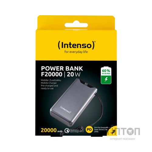 Батарея універсальна Intenso F20000 20000mAh PD/18W, QC3.0, grey (7332054)
