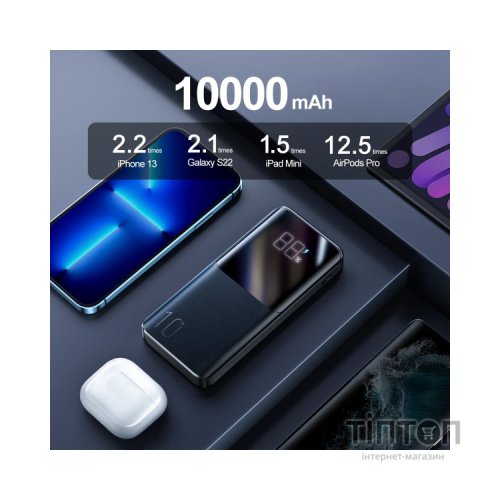Батарея універсальна JOYROOM 10000mAh 22,5W PD, QC/3.0, 2*USB-A, USB-C In/Out, MicroUSB in, Black (JR-QP191)