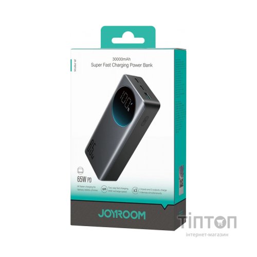 Батарея універсальна JOYROOM 30000mAh 65W PD, QC/3.0, USB-A, 2xUSB-C In/Out, Black (JR-PBF05)