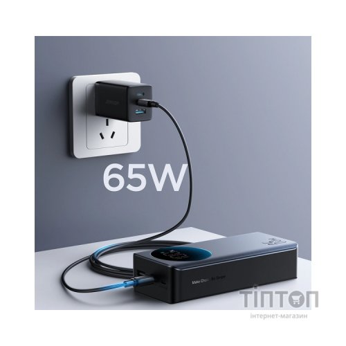 Батарея універсальна JOYROOM 30000mAh 65W PD, QC/3.0, USB-A, 2xUSB-C In/Out, Black (JR-PBF05)