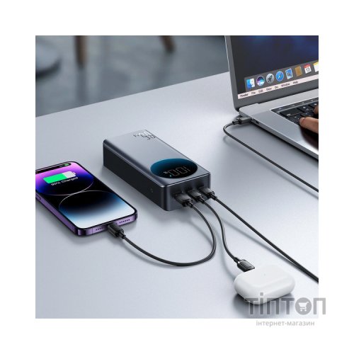 Батарея універсальна JOYROOM 30000mAh 65W PD, QC/3.0, USB-A, 2xUSB-C In/Out, Black (JR-PBF05)