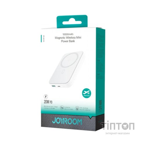 Батарея універсальна JOYROOM Magnetic Wireless 10000mAh 20W PD, QC, USB-C In/Out White (JR-W020 / 6941237119698)