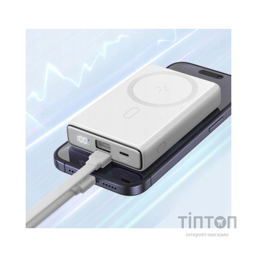Батарея універсальна JOYROOM Magnetic Wireless 10000mAh 20W QC, USB-C In/Out White (JR-PBM01 / 6941237112545)