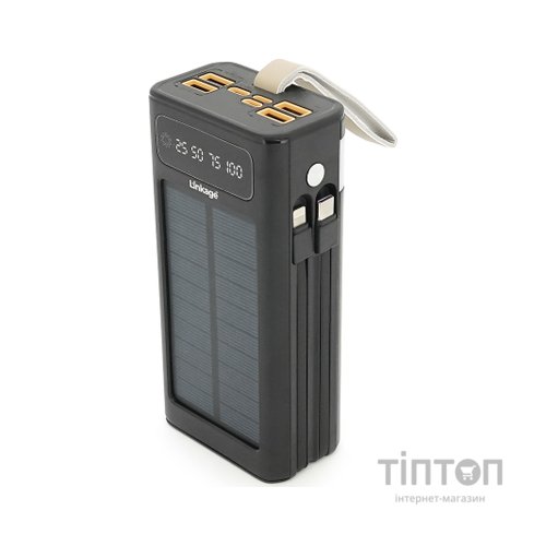 Батарея універсальна Linkage 30000mAh, Solar, 22.5W, cables Туре-С+Lighting, Black (LKP-46)