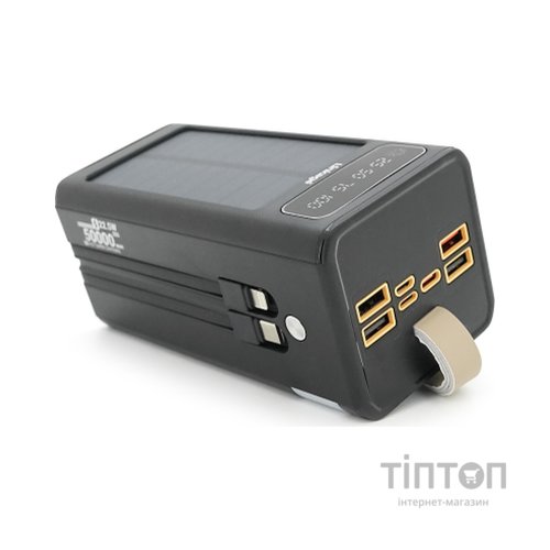 Батарея універсальна Linkage 50000mAh, Solar, 22.5W, cables Туре-С+Lighting, Black (LKP-47)