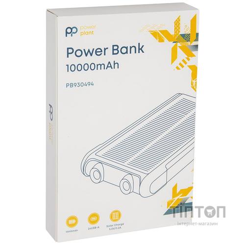 Батарея універсальна PowerPlant 10000mAh, USB-A*2, + Solar 5.5V-0,2A (PB930494)