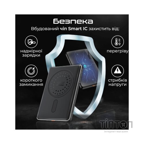Батарея універсальна Promate 5000mAh MagSafe/15W (blade-5.black)