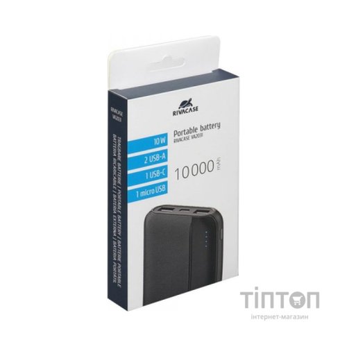 Батарея універсальна RivaCase 10000mA, 10W, black (VA2031)