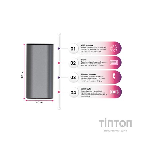 Батарея універсальна TheGeneral 20000mah Apa, PD/45W, QC (40012519-01)