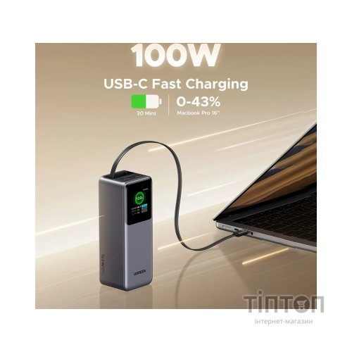 Батарея універсальна Ugreen 20000mAh 165W with Retractable Cable (PB726 55987B)