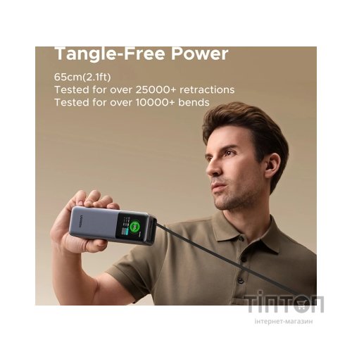 Батарея універсальна Ugreen 20000mAh 165W with Retractable Cable (PB726 55987B)