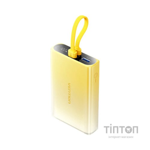 Батарея універсальна Vention 10000mAh 22,5W PD, USB-A, USB-C In/Out, Lightning In/Out, LED display, Yellow (FHZY0)
