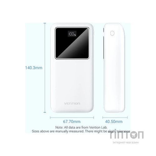 Батарея універсальна Vention 30000 mAh 22.5W Black LED Display Type (FHMB0)