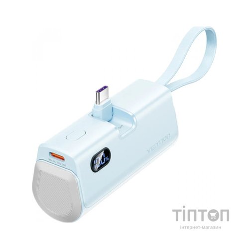 Батарея універсальна Vention 4800mAh 22,5W PD, USB-C In/Out, LED display, with built-in USB-C cable Blue (FHQL0)