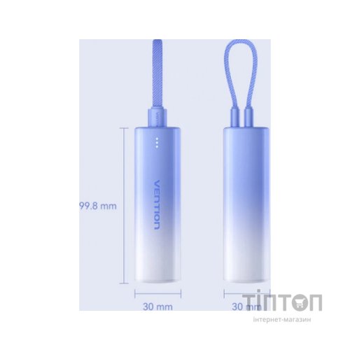 Батарея універсальна Vention 5000mAh 20W PD, USB-C In/Out, Lightning In/Out, with cable, Gradient Blue (FHWL0)