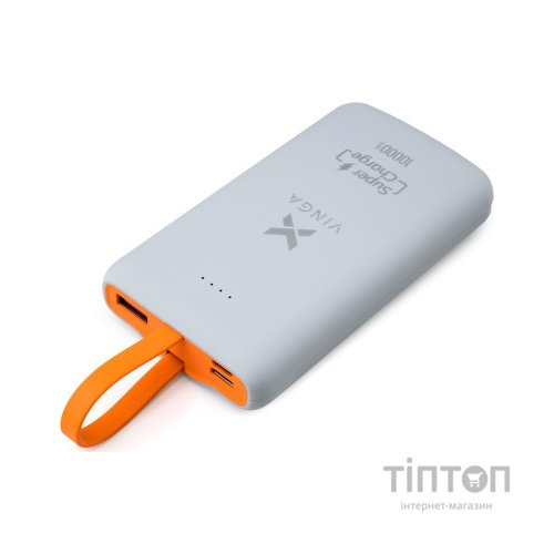 Батарея універсальна Vinga 10000 mAh SuperQC soft touch w/cable 22.5W dark grey (VPB1SQSCDG)