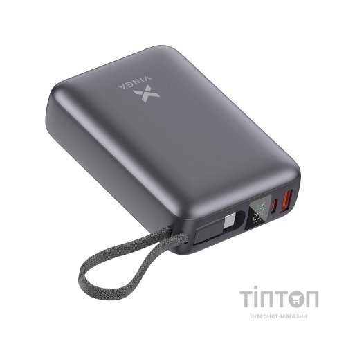 Батарея універсальна Vinga 20000 mAh 45W Display Cable (VPBB2045C)