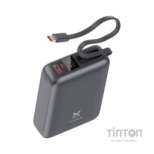 Батарея універсальна Vinga 20000 mAh 45W Display Cable (VPBB2045C)