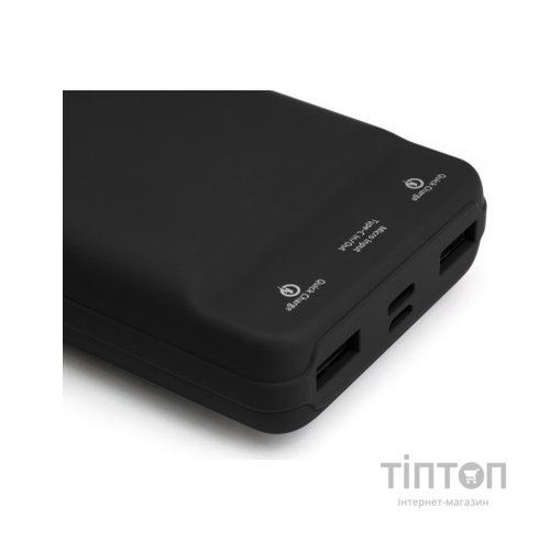 Батарея універсальна Vinga 20000 mAh QC3.0 Display soft touch black (VPB2QLSBK)