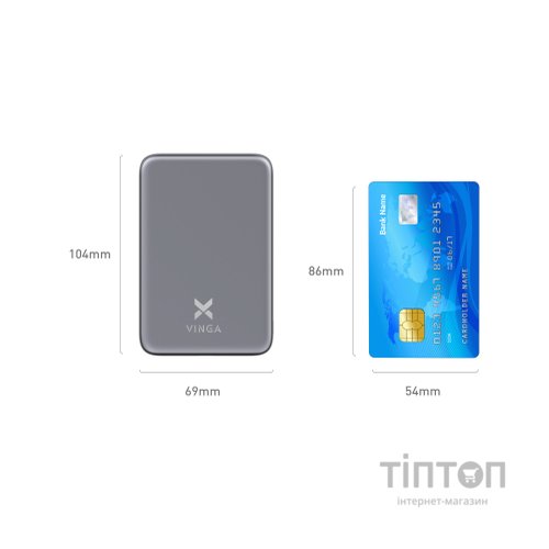 Батарея універсальна Vinga 5000 mAh 20W/15W Wireless (VPBB520WL)