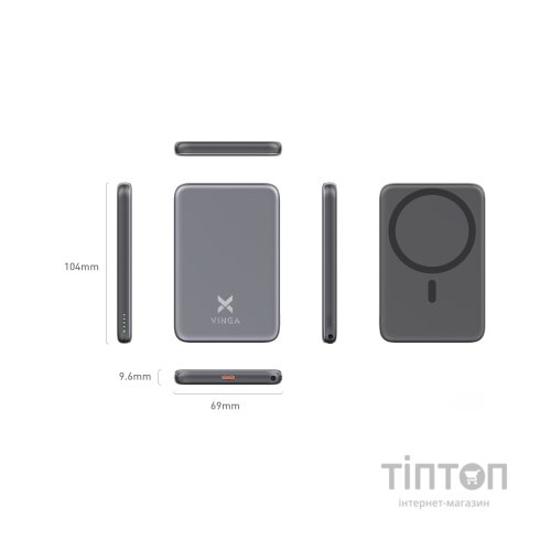 Батарея універсальна Vinga 5000 mAh 20W/15W Wireless (VPBB520WL)