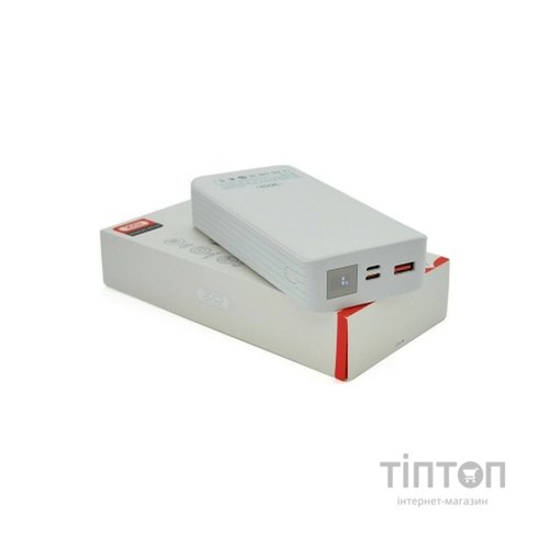 Батарея універсальна XO 20000mAh, PD/20W, QC/18W, Lightning, Type-C, USB, white (XO-PR144W)